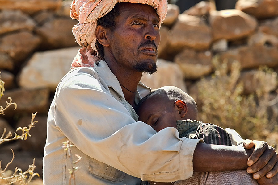 107   Short rest before the hard work on the agriculture terrace fields will start again.  Gheralta mountains   Ethiopia